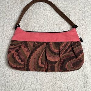Lisa Lill Studio Y2K Pink Brown Patterned Fabric Shoulder Bag